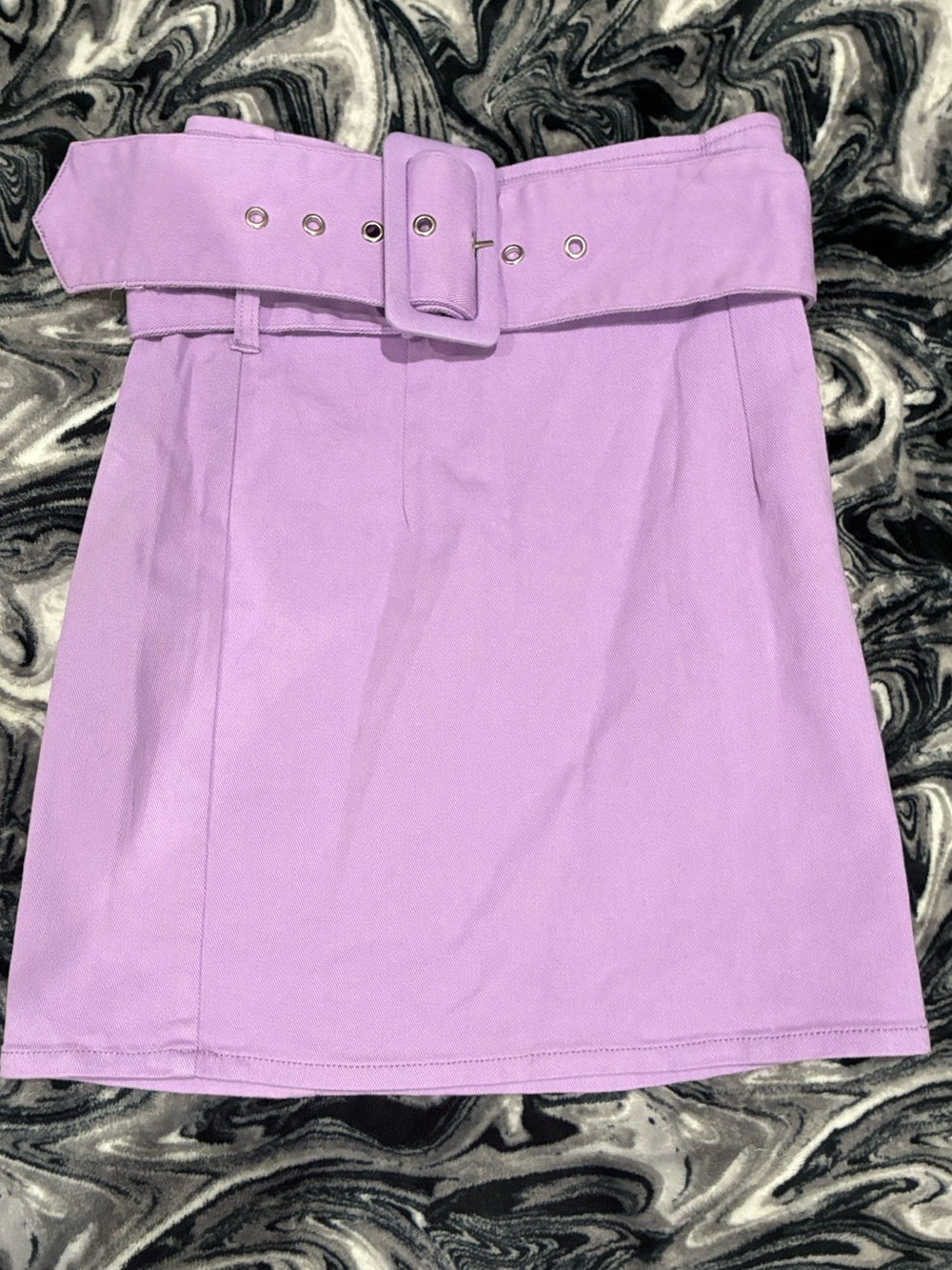 High-Waist Pink Belted Mini Skirt